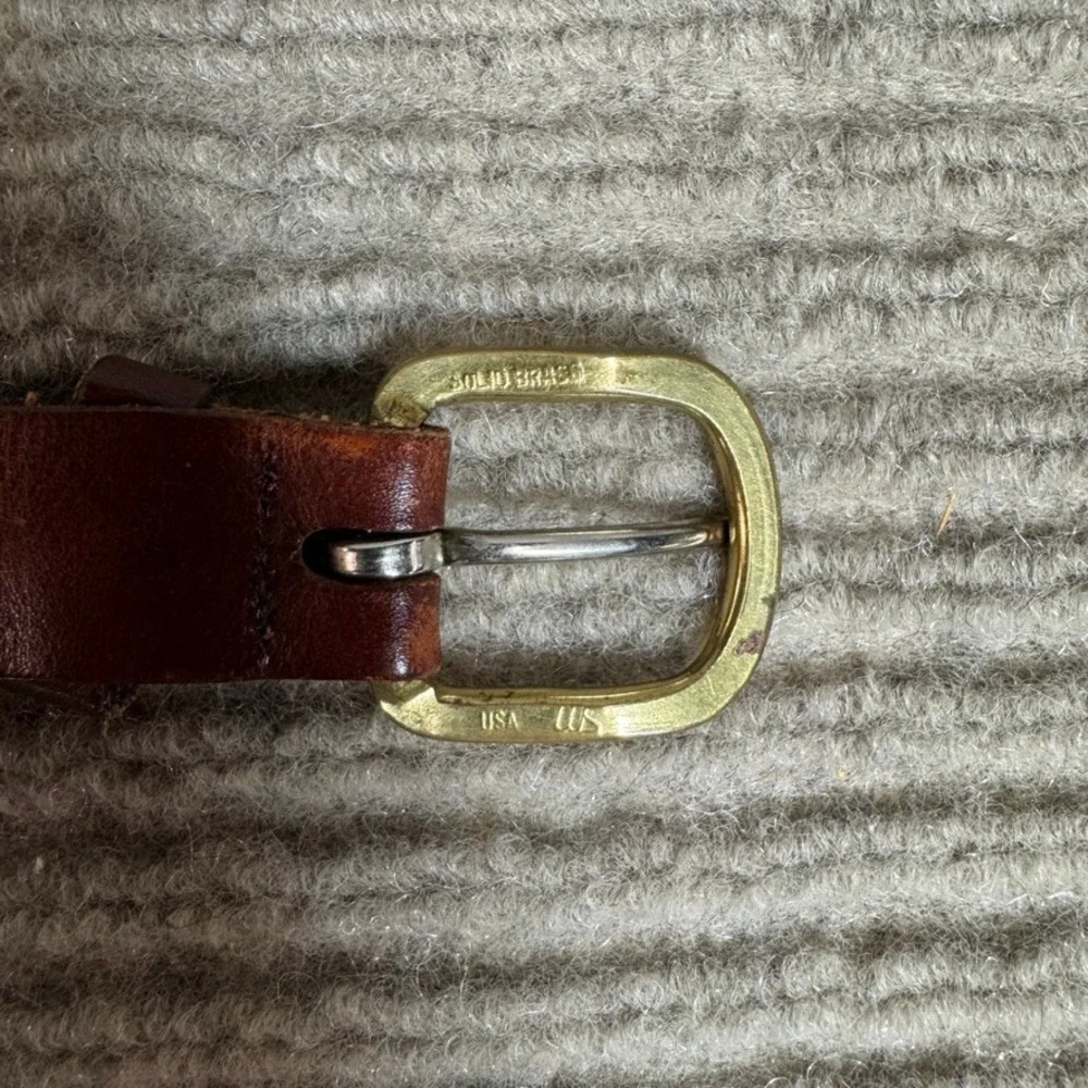 Vintage Nautical Signal Flag Canvas Leather Belt Navy Blue Brass Buckle Size 46